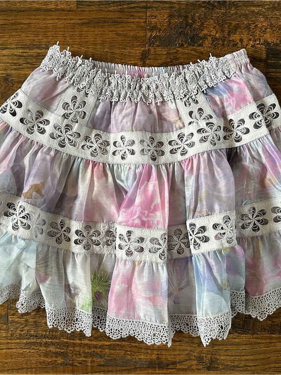 TALULAH Dresses & Skirts - Talulah Skirt Lace Embroidered Eyelet Crochet Watercolor Lined Medium M Floral